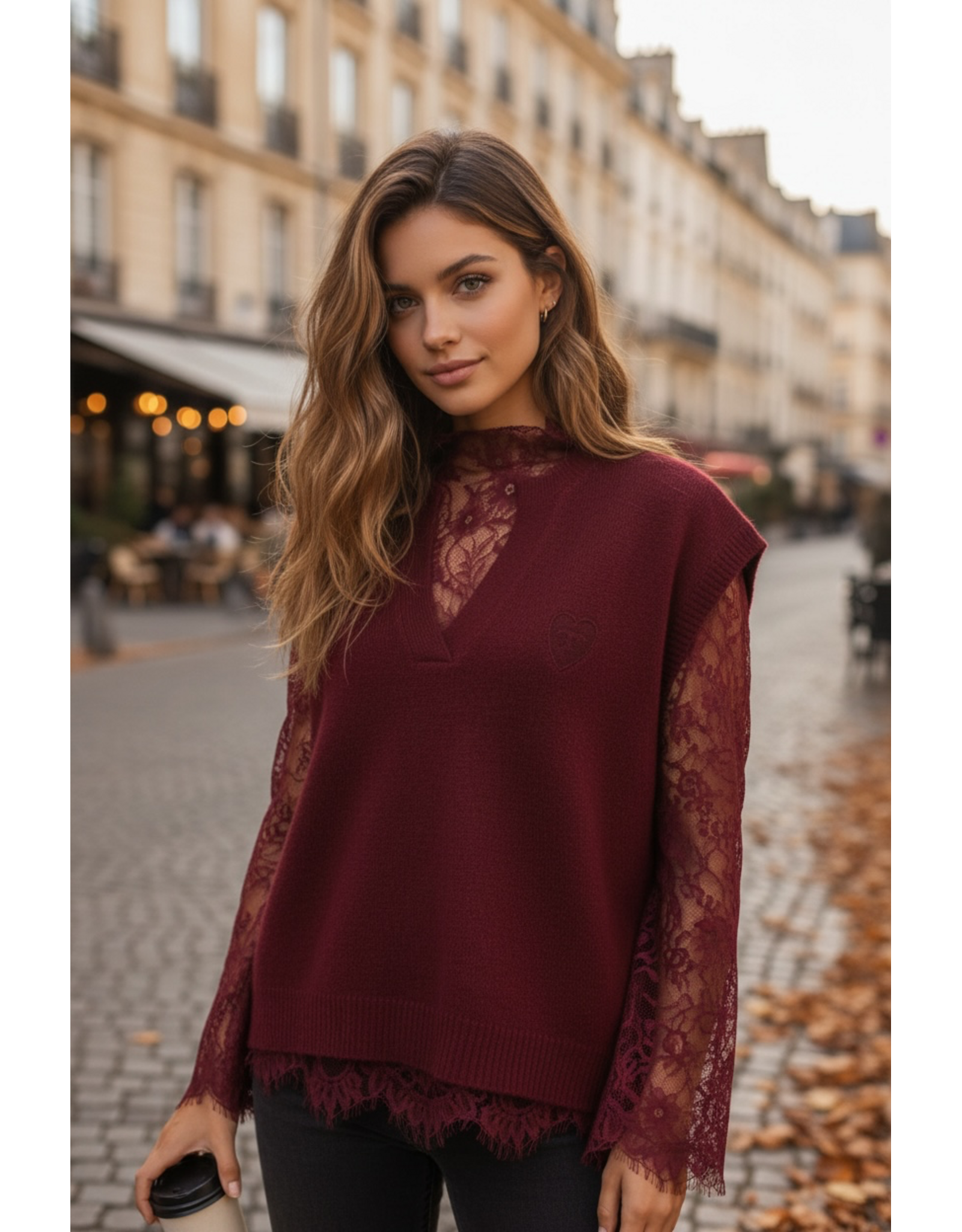 Brussel Top + Gilet bordeaux chic