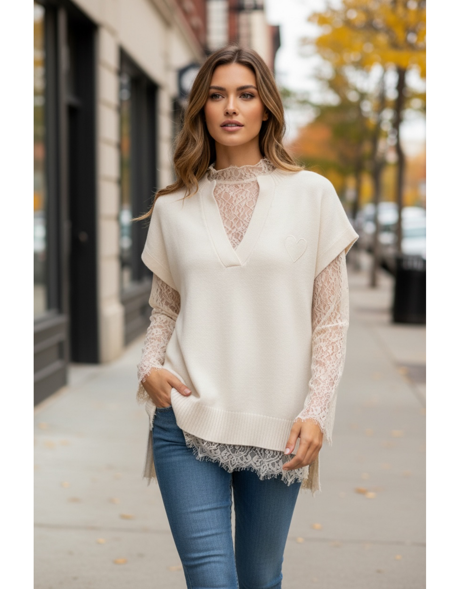 Brussel Top + gilet beige