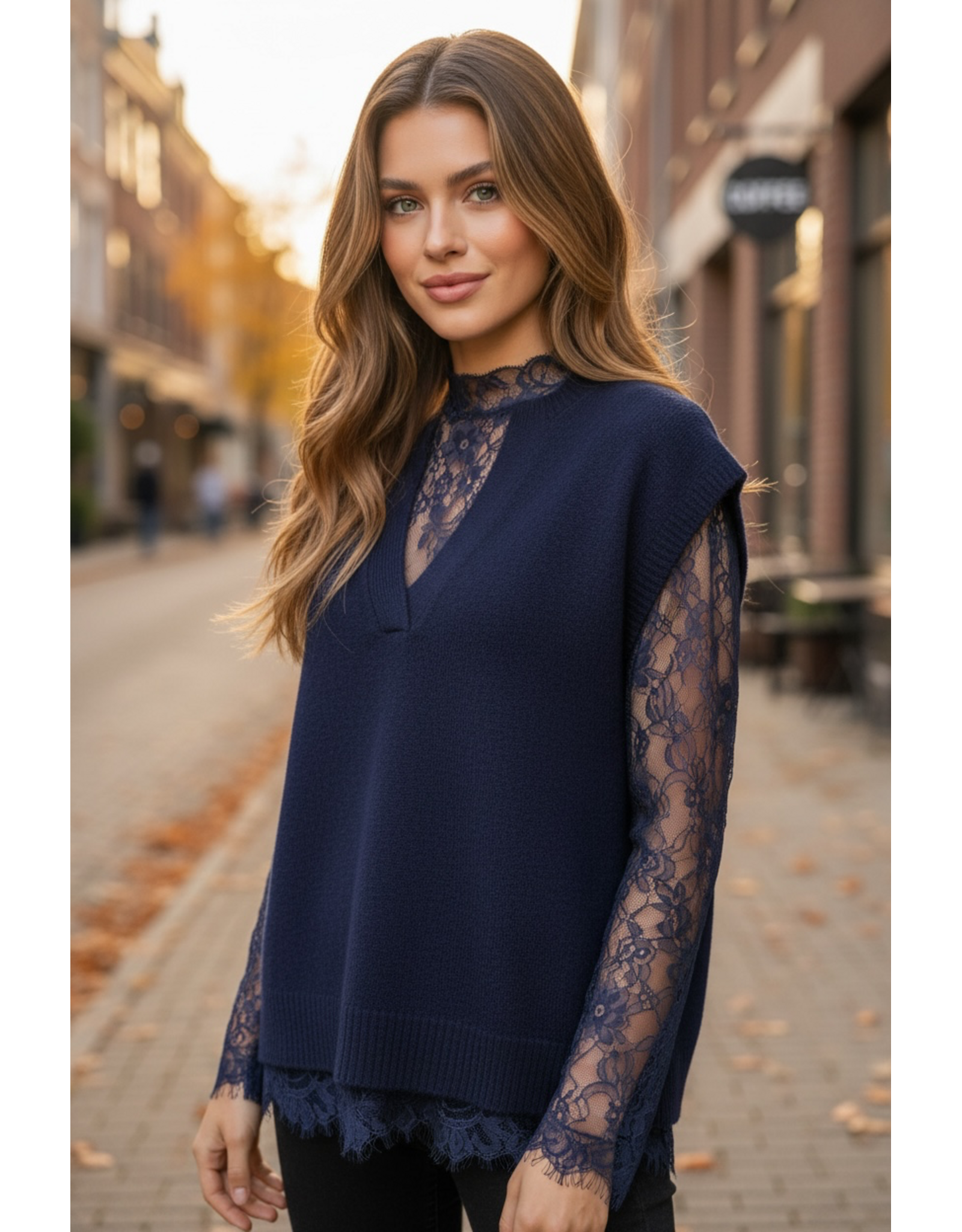 Brussel Top + Gilet blauw
