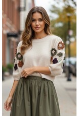 Brussel Trui mieke creme bloemen