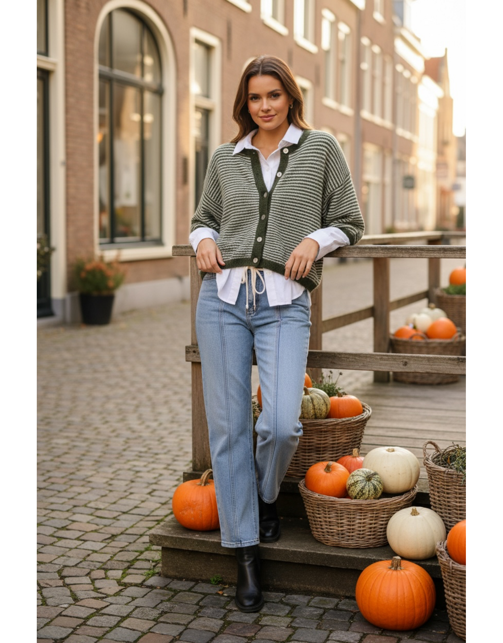 Italie Gilet Olive stripes