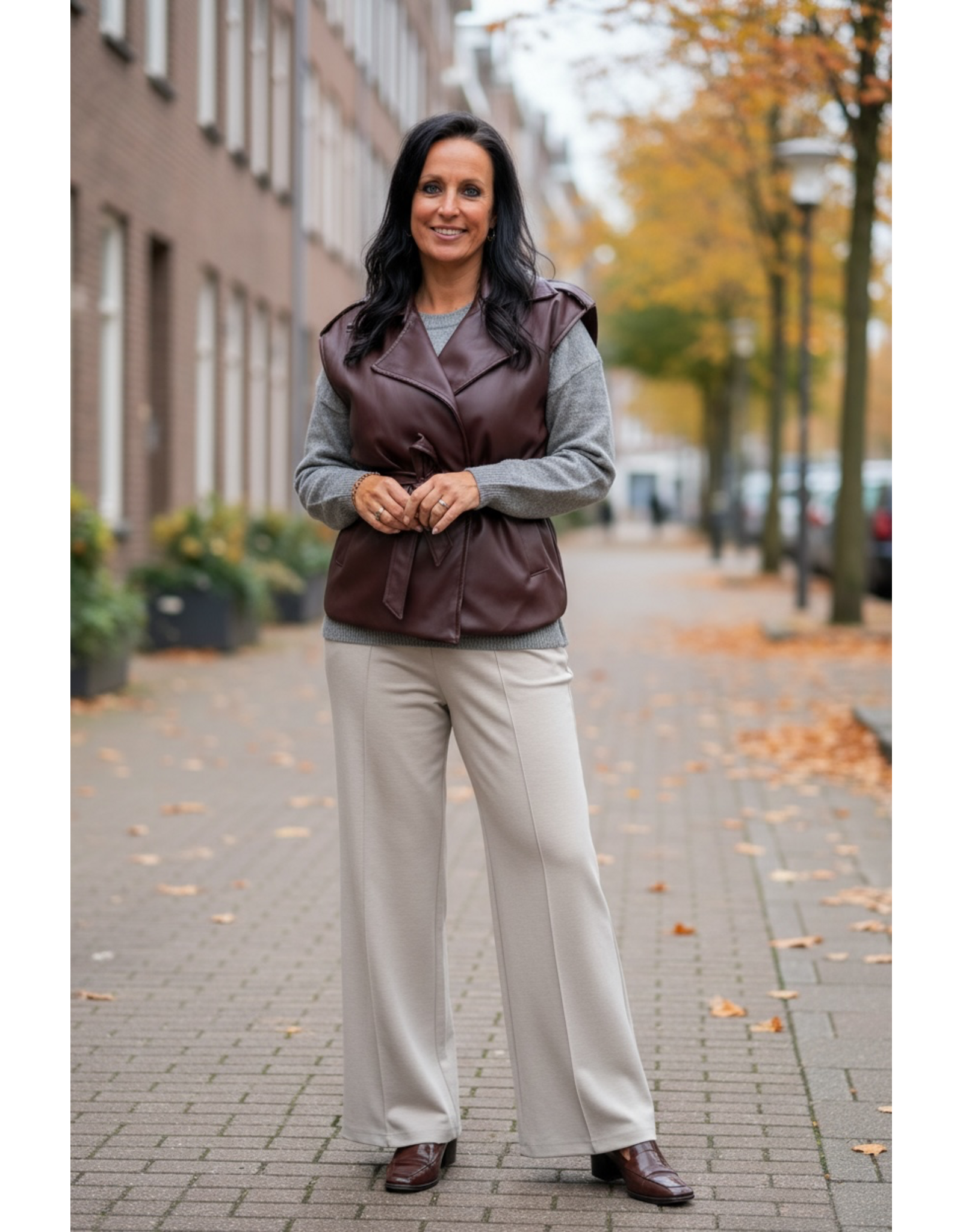 Brussel Gilet lederlook bordeaux