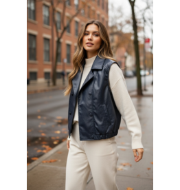Parijs Gilet lederlook blauw