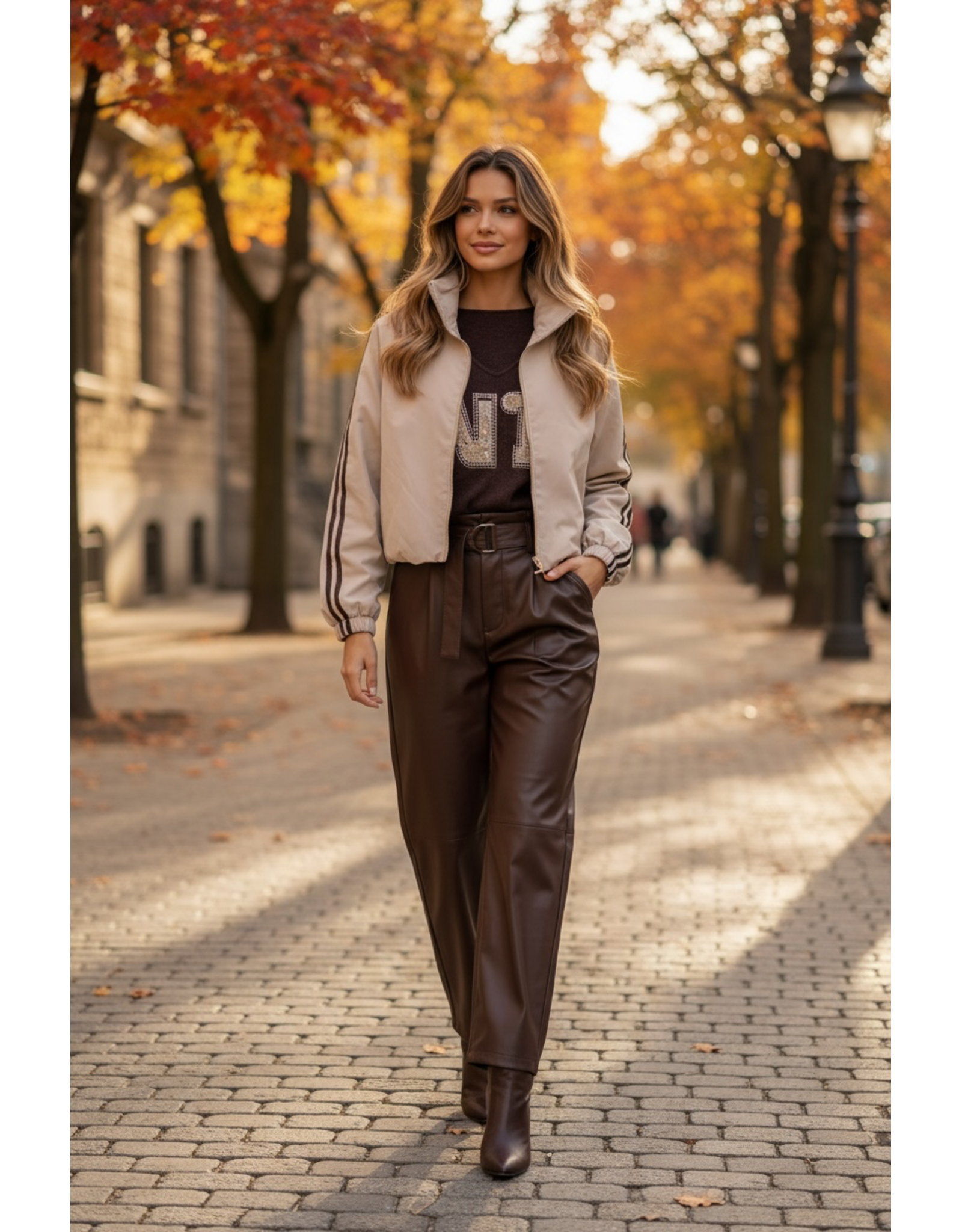 Brussel Jas latte stripe