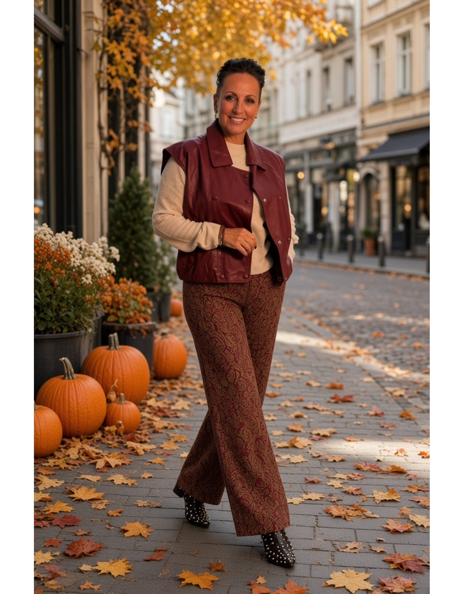 Allerlei Broek print red sun