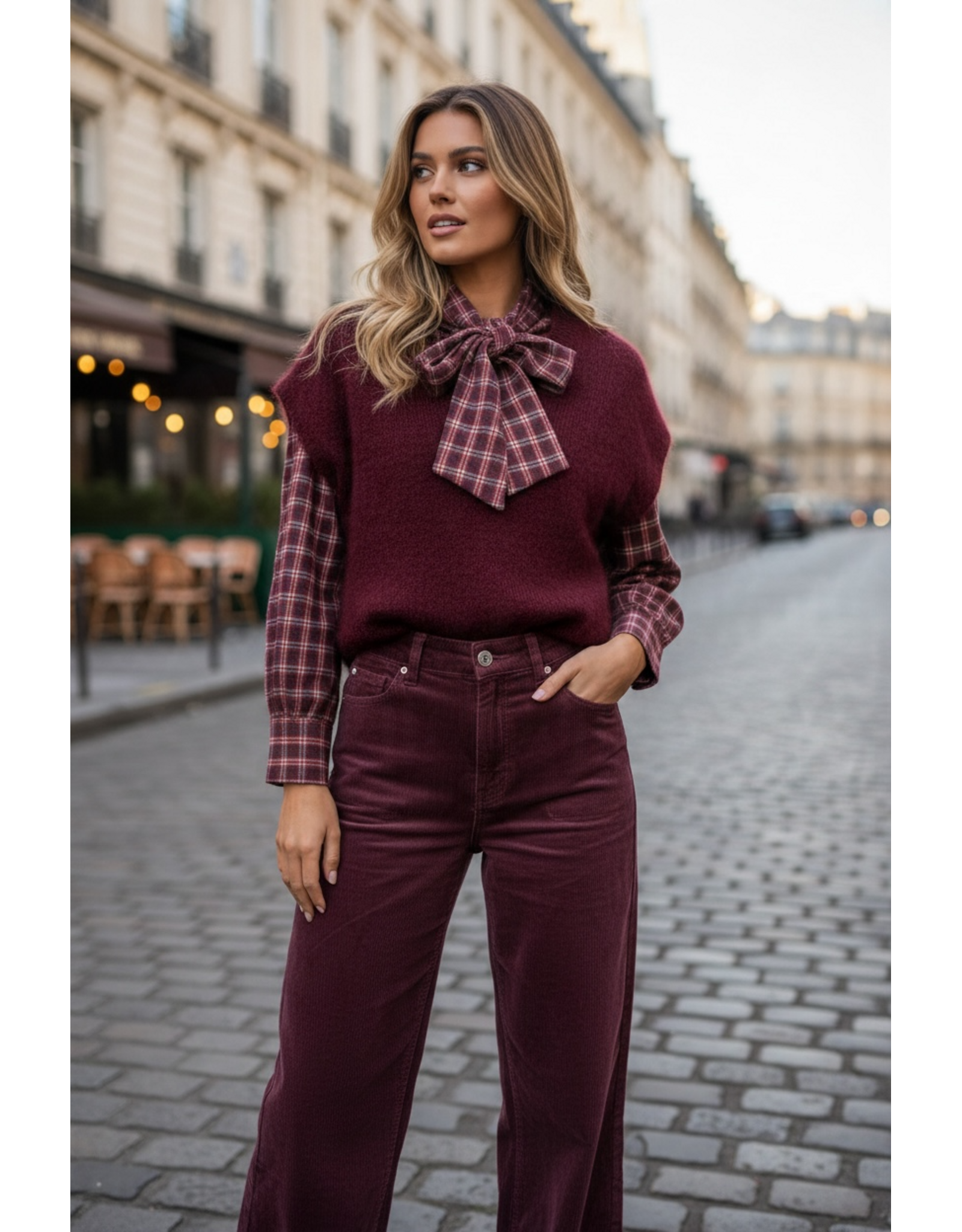 Italie Bloes amelie geruit bourgone