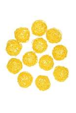 4AT Decoratie Rattan bal d6cm x12 | Kleur: Geel | Eenheid: zak | Aantal: 1 | Aantal per eenheid: 12x