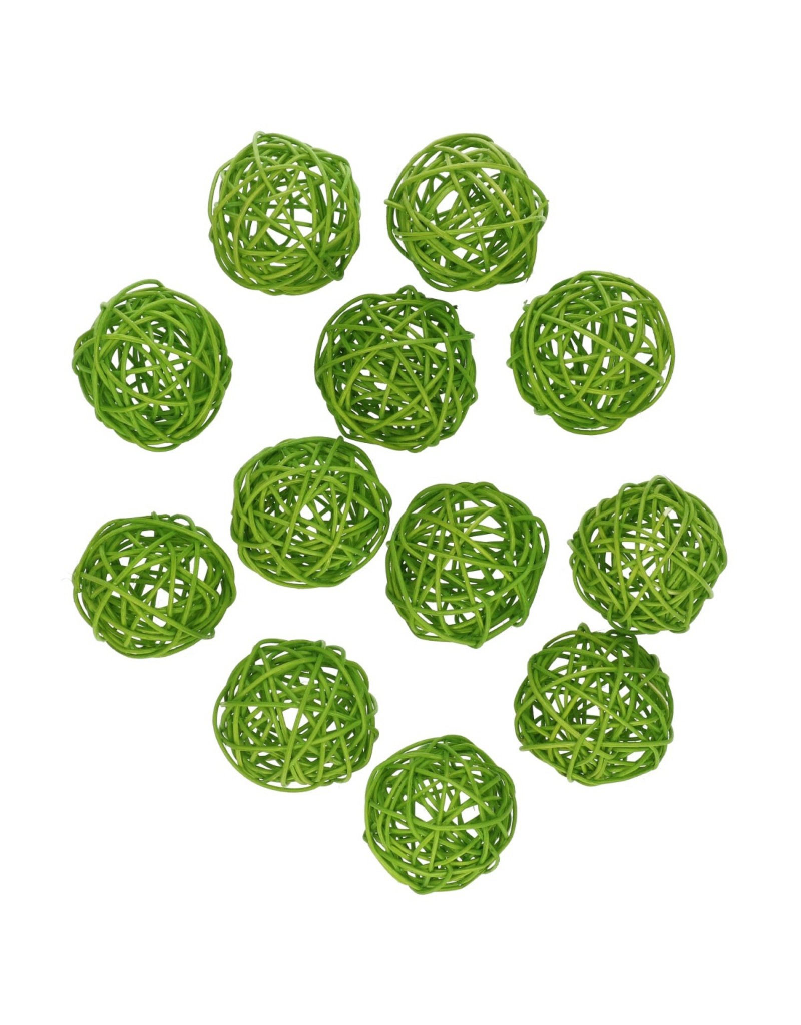 4AT Decoratie Rattan bal d6cm x12 | Kleur: Licht groen | Eenheid: zak | Aantal: 1 | Aantal per eenheid: 12x