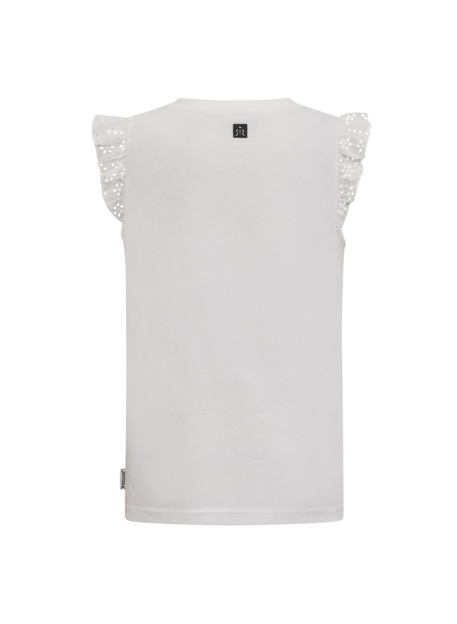 Top Ilana met volantmouwtjes en broderie anglaise, optical white