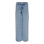 Wide leg jeans met verstelbare band in de taille, light blue denim