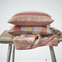 Multi stripe Red Cushion Cover 50/50cm  Handwoven Linen & Silk