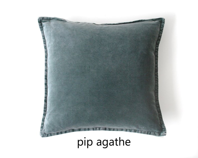 Pip Stonewashed Velvet Kussenhoes - blauw