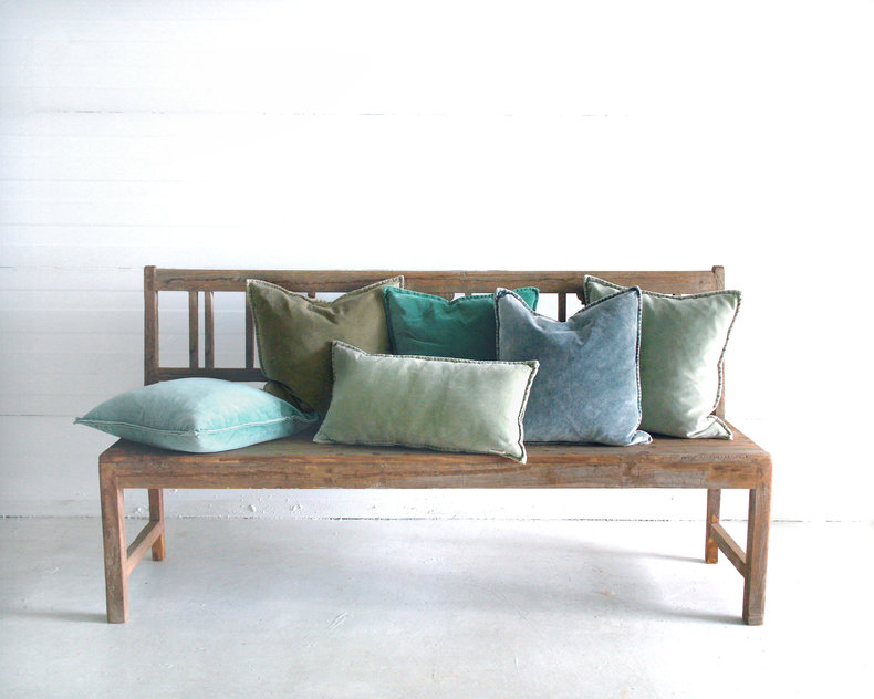 Pip Stonewashed Velvet Kussenhoes - blauw
