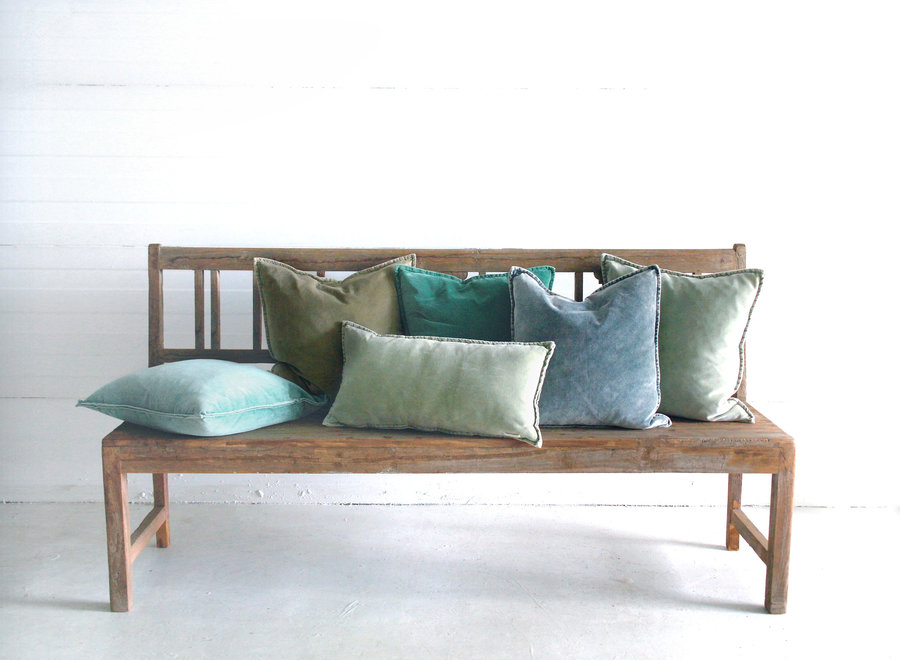 Pip Stonewashed Velvet Cushion - blue colours