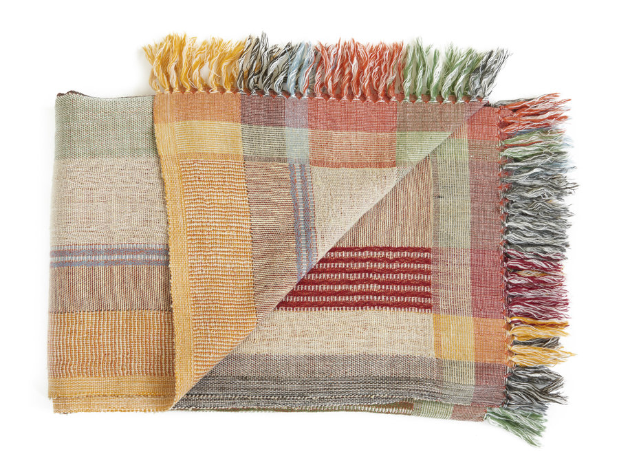Multi Stripe Plaid Orange 130/170 wool/silk