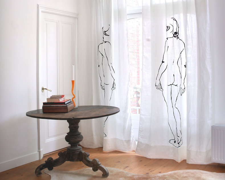 Bella embroided linen panel 137x340cm
