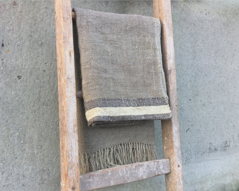 Puck plaid Natural130/170cm linnen/zijde