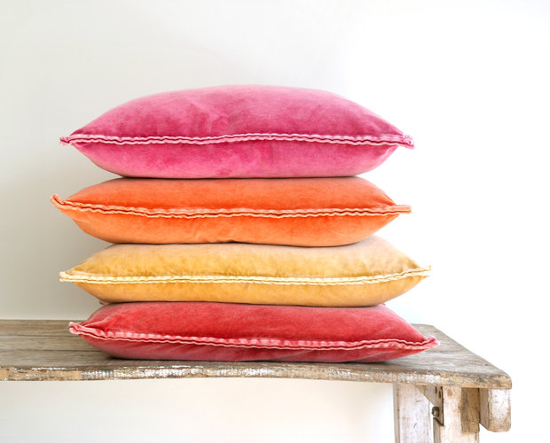 Pip Stonewashed Velvet Cushion - bright colours