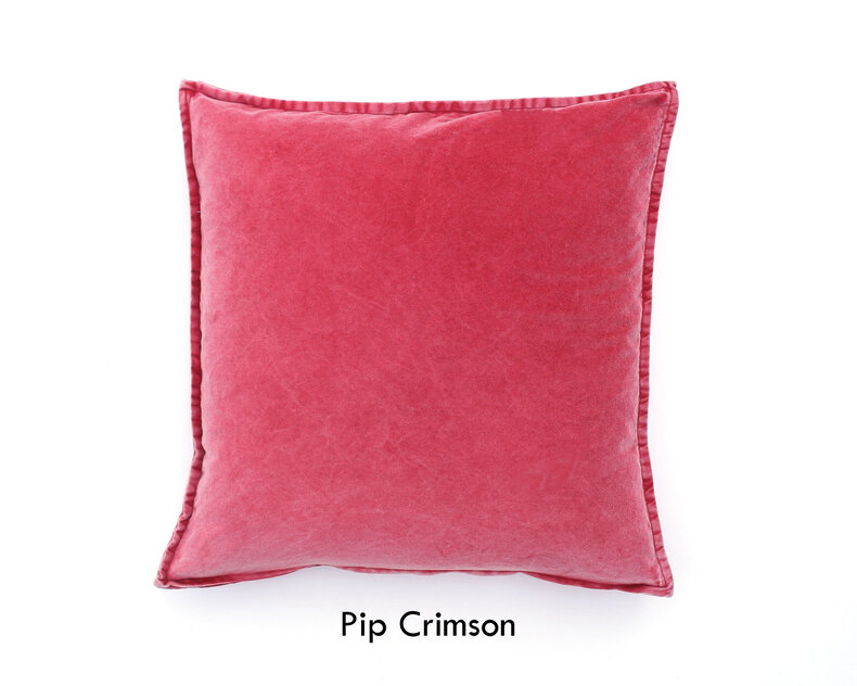 Pip stonewashed velvet cushion  - bright colours