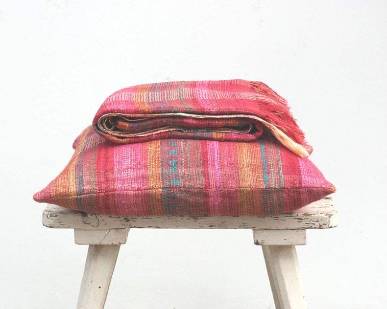 Plaid Ebba Pink 170cm linnen/zijde