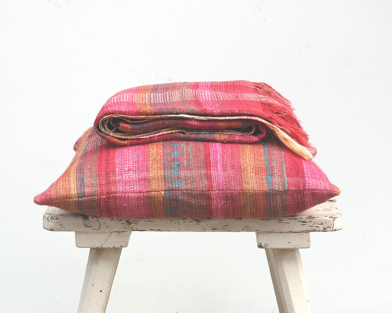 Throw Ebba Pink 130/170cm linen/silk