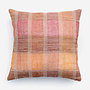 Sienna Warm Orange Cushion 50x50 cm – Handwoven Linen & Silk Cushion Cover in Warm Orange and Tobacco Brown with Reversible Block Pattern