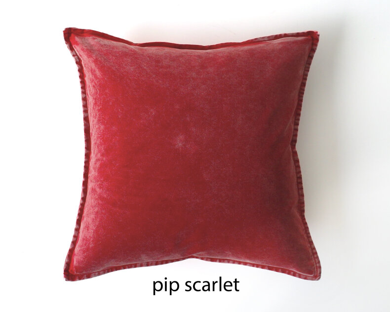 Pip Stonewashed fluwelen kussen - oranje & rood