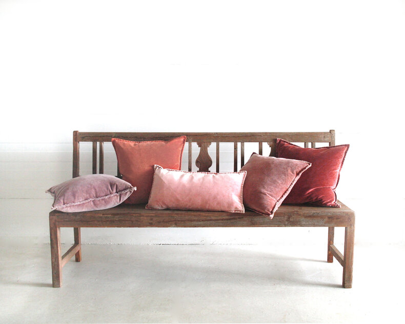 Pip Stonewashed Velvet Cushion  - orange & red