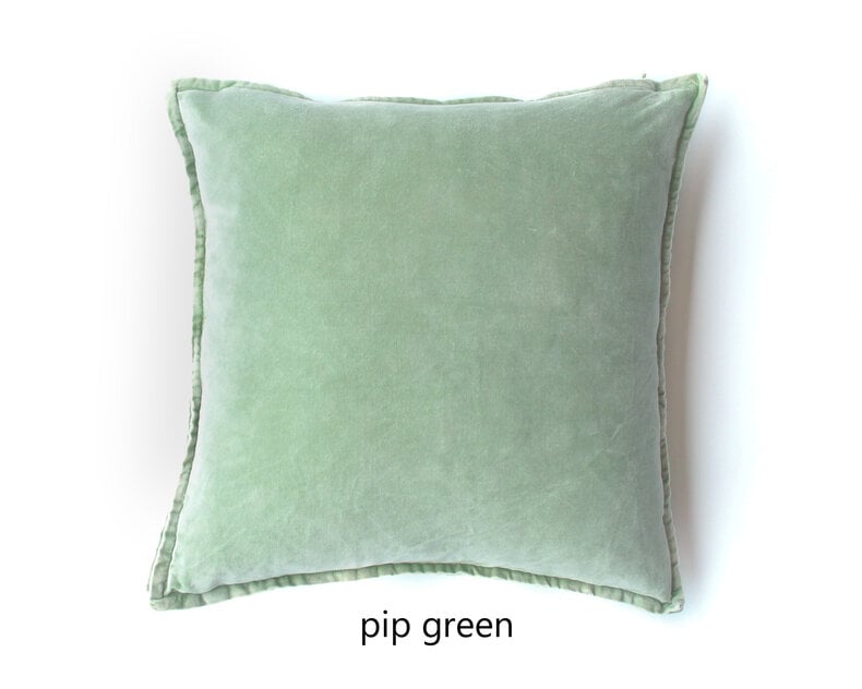 Pip Stonewashed Velvet Cushion - green & purple