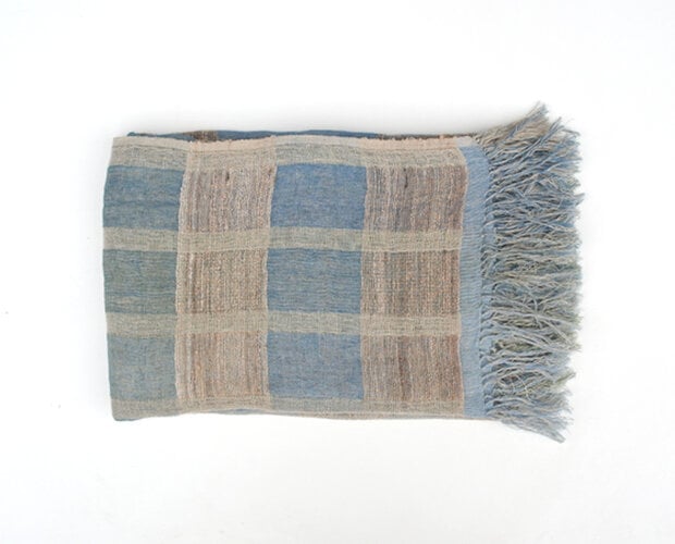 Plaid Sienna Blue 130/170cm linnen/silk