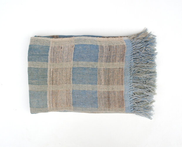 Throw Sienna Blue 130/170cm linen/silk