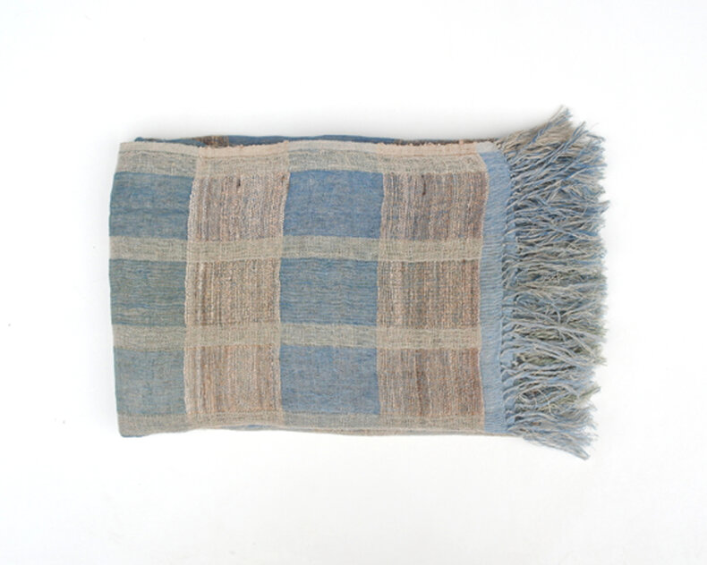 Sienna Plaid Blue 130/170cm linnen/silk