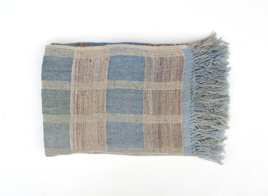 Plaid Sienna Blue 130/170cm linnen/silk