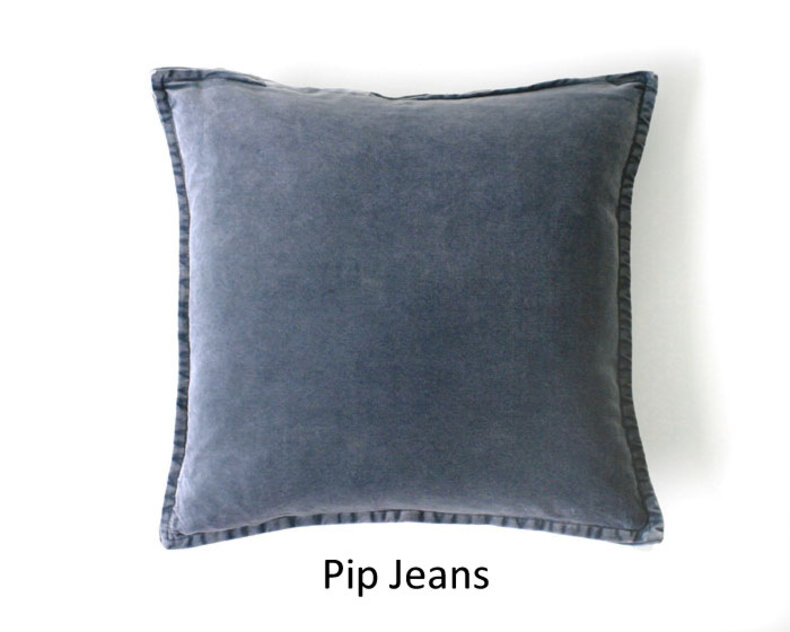 Pip Stonewashed Velvet Cushion Cover - blue