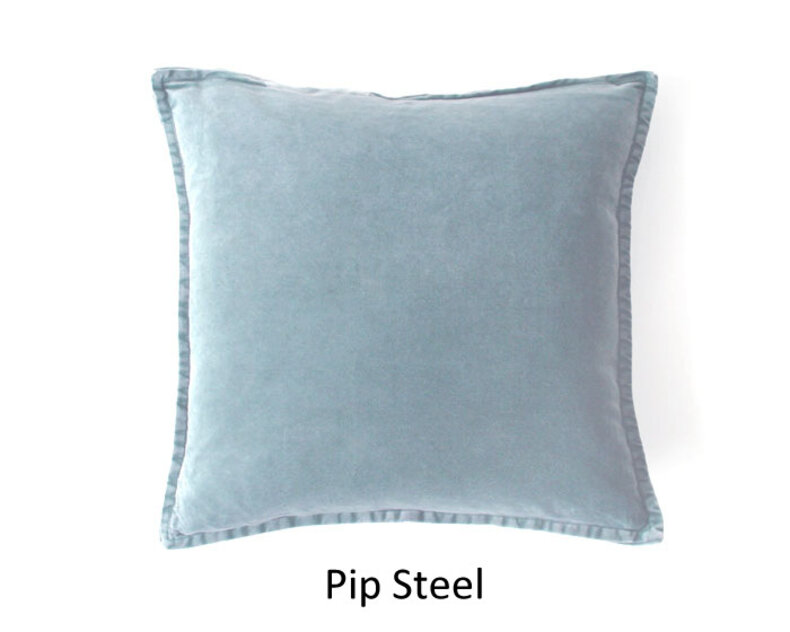 Pip Stonewashed Velvet Cushion Cover - blue