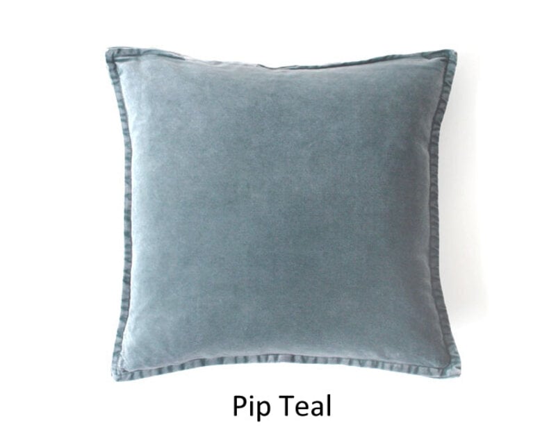 Pip Stonewashed Velvet Cushion Cover - blue