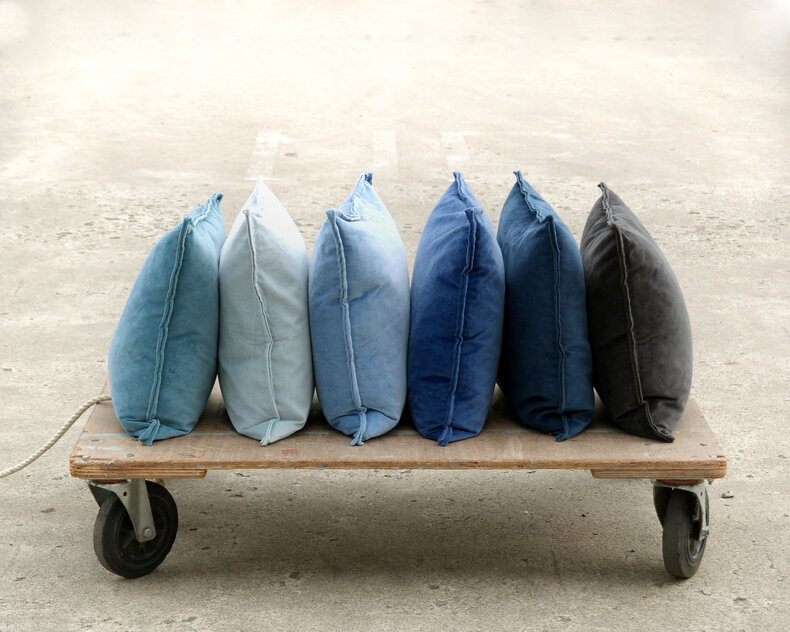 Tom fluwelen kussen hoes blauwe & groene kleuren
