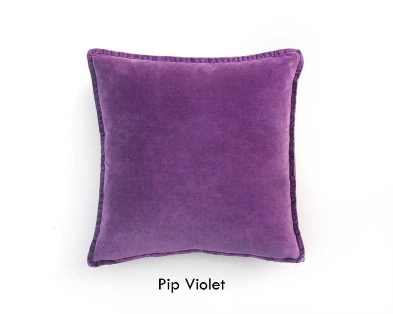 Pip Stonewashed Velvet Cushion - green & purple
