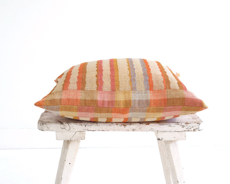 Linen cushion cover colored stripes