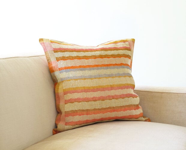 Linen cushion cover colored stripes