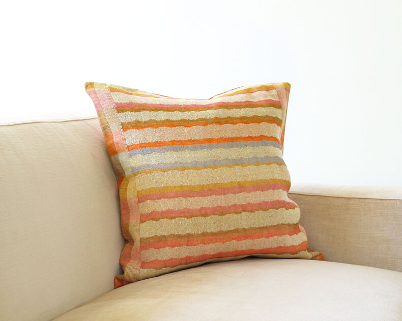 Linen cushion cover colored stripes