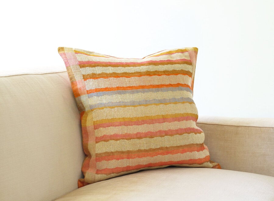 Linen cushion cover colored stripes