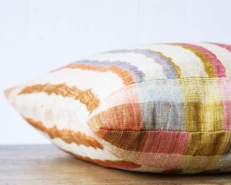 Linen cushion cover colored stripes