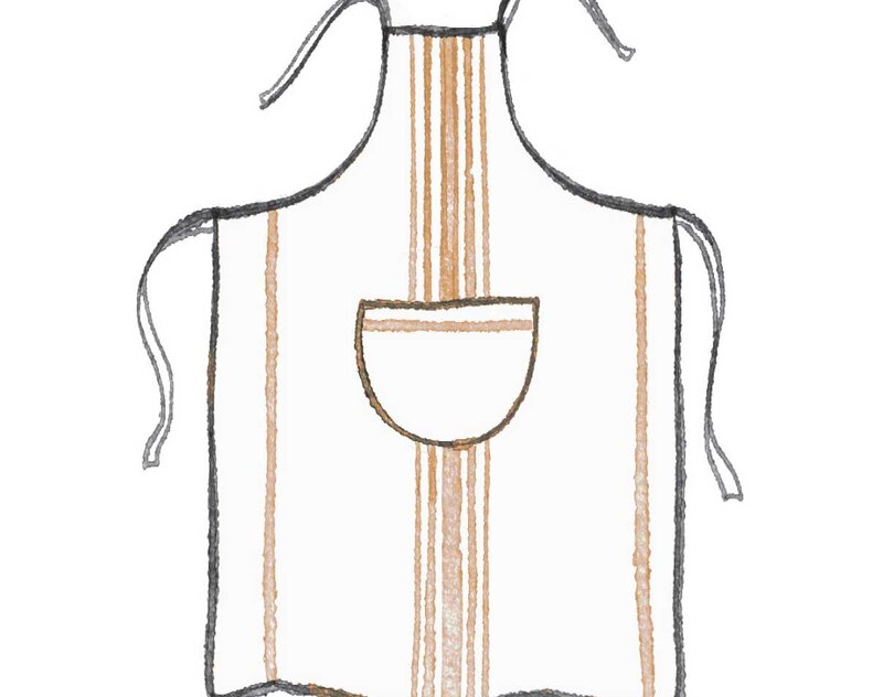 Lou neck apron  with classic central stripe, half-round pocket and (96×102 cm)