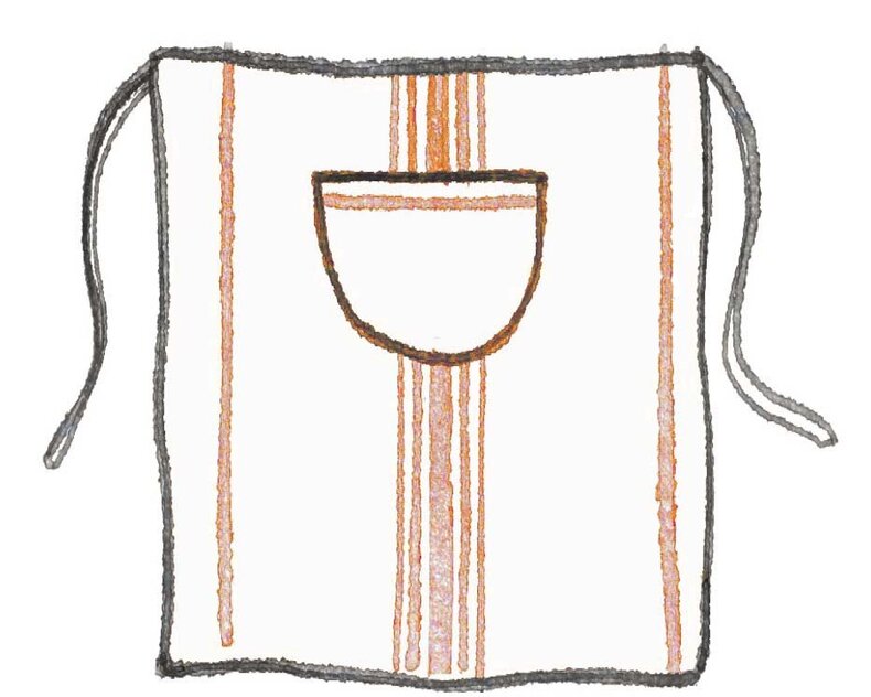 Lou striped waist apron – classic central stripe (103×71 cm) 100% cotton