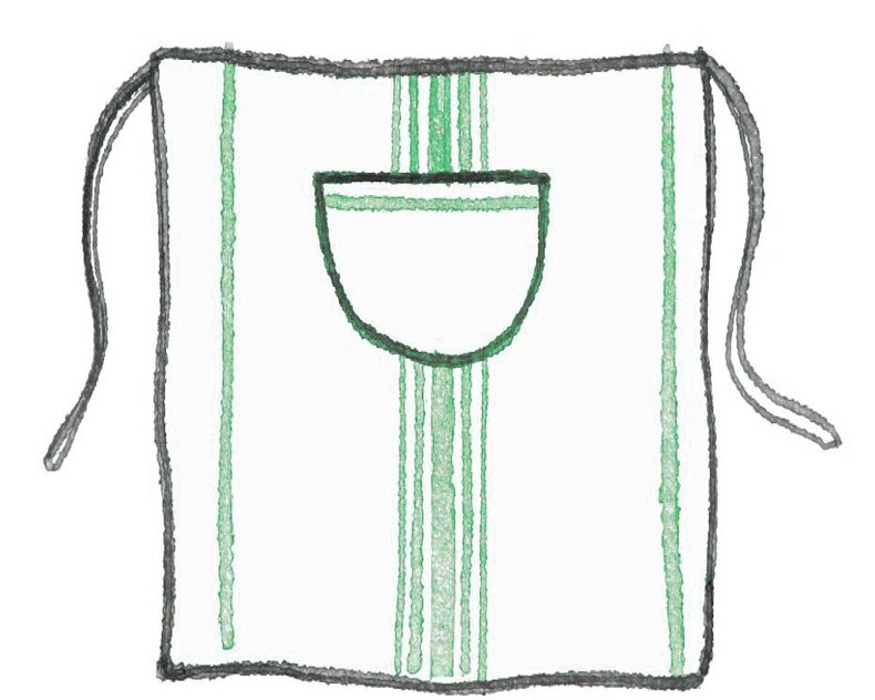 Lou gestreept heupschort – klassieke middenstreep (103×71 cm) 100% katoen