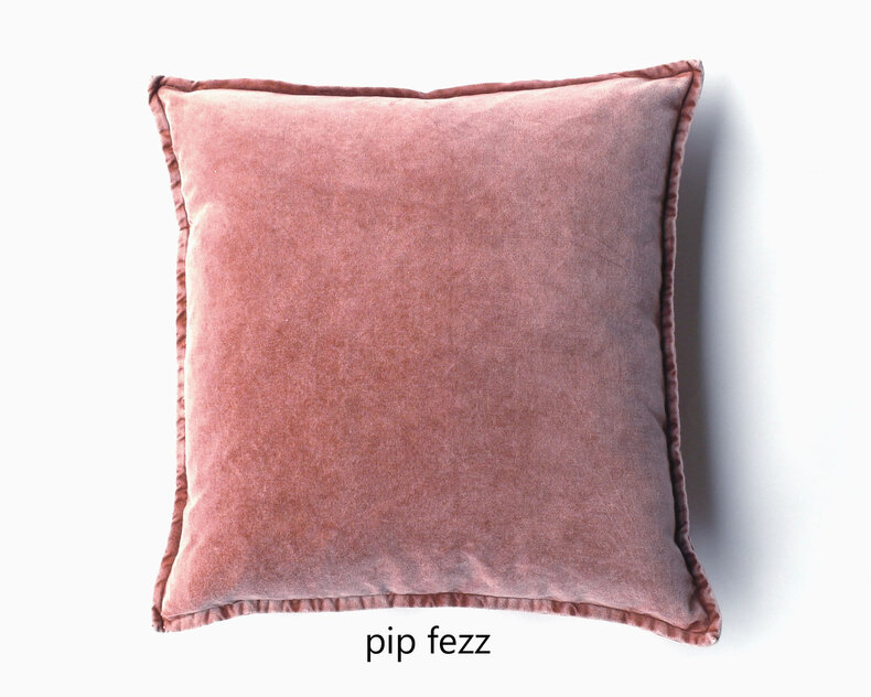 Pip velvet cushion pink & orange – stonewashed cotton velvet