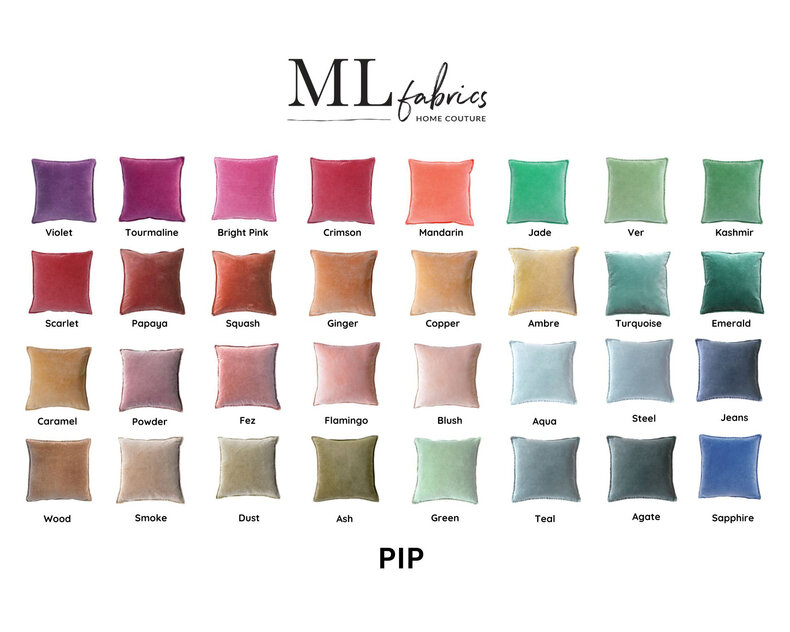 Pip velvet cushion pink & orange – stonewashed cotton velvet