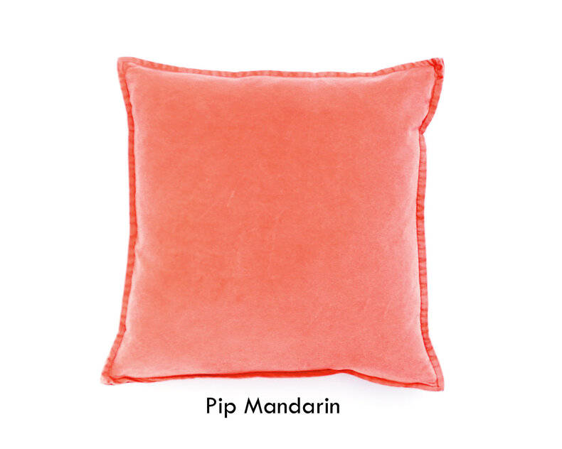 Pip fluwelen kussen roze & oranje – stonewashed katoen fluweel