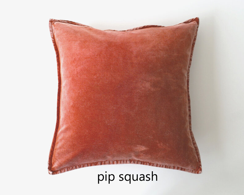 Pip velvet cushion pink & orange – stonewashed cotton velvet